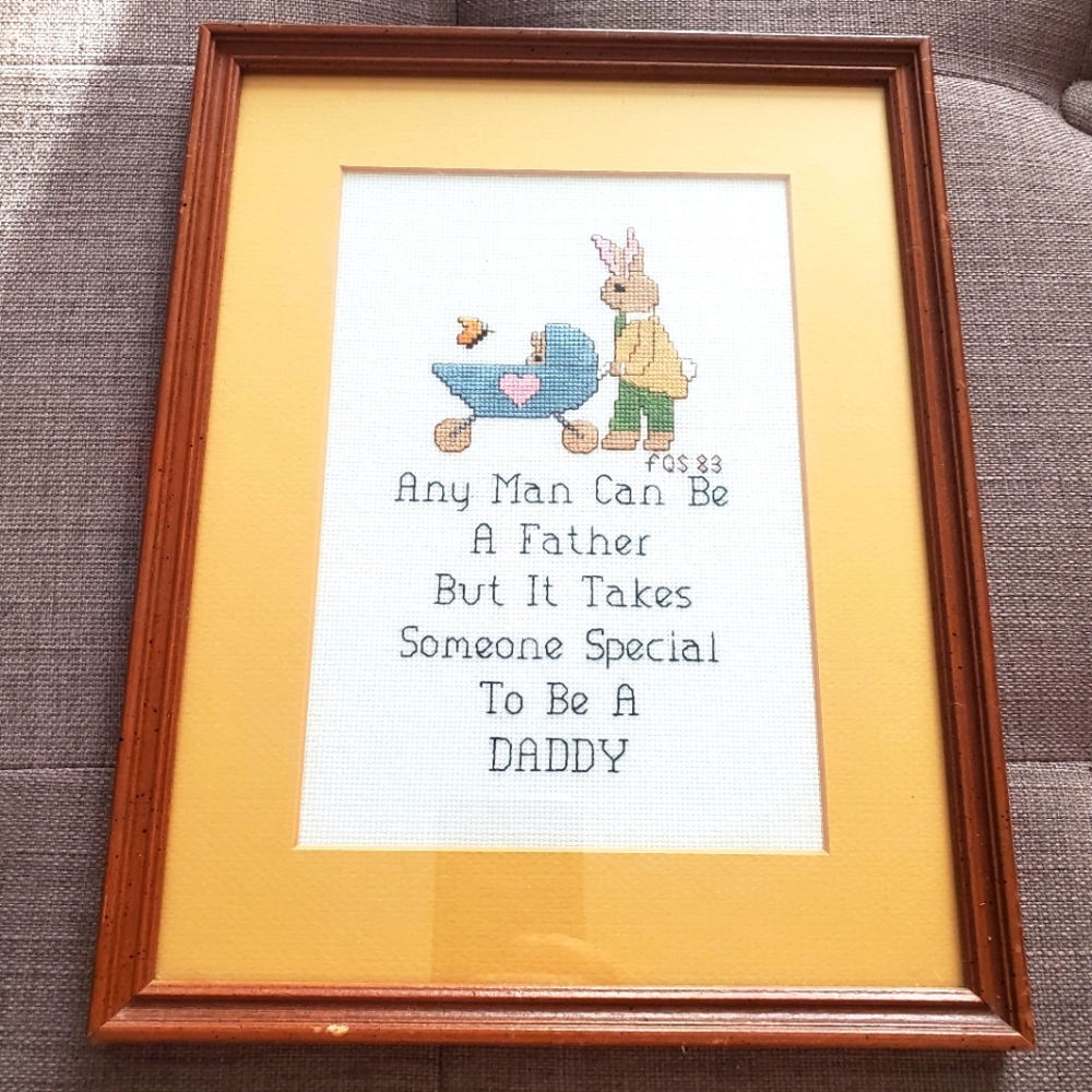 VTG Father's Day Needlepoint Anyone Can Be A Father But...